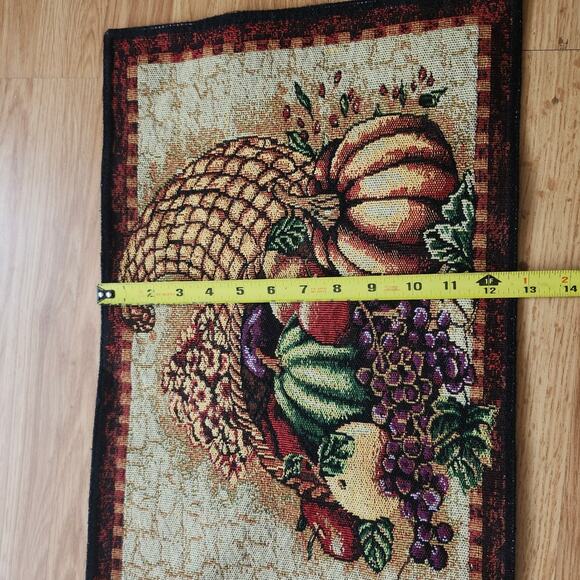 Fall Tapestry Table Runner Pumpkins Cornucopia Autumn Harvest Thanksgiving 71x13 - Picture 4 of 7